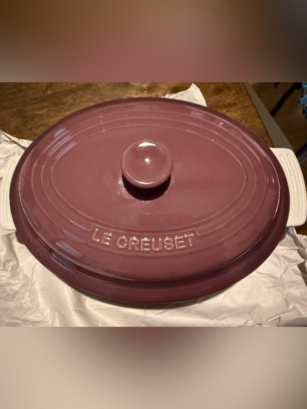 Purple Le Creuset Oval Casserole Dish with Lid